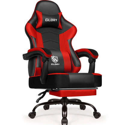 AUTHMIC Ergonomic Gaming Chair High Back Reclining Office Chair with Adjustable Lumbar Support, Headrest, Footrest & PC Gamer Seat