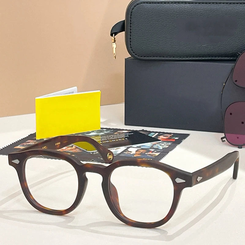Acetate Round Classical Sunglasses for Men and Women High Quality Brand Designer UV400 Outdoor Luxury Retro Eyeglasses