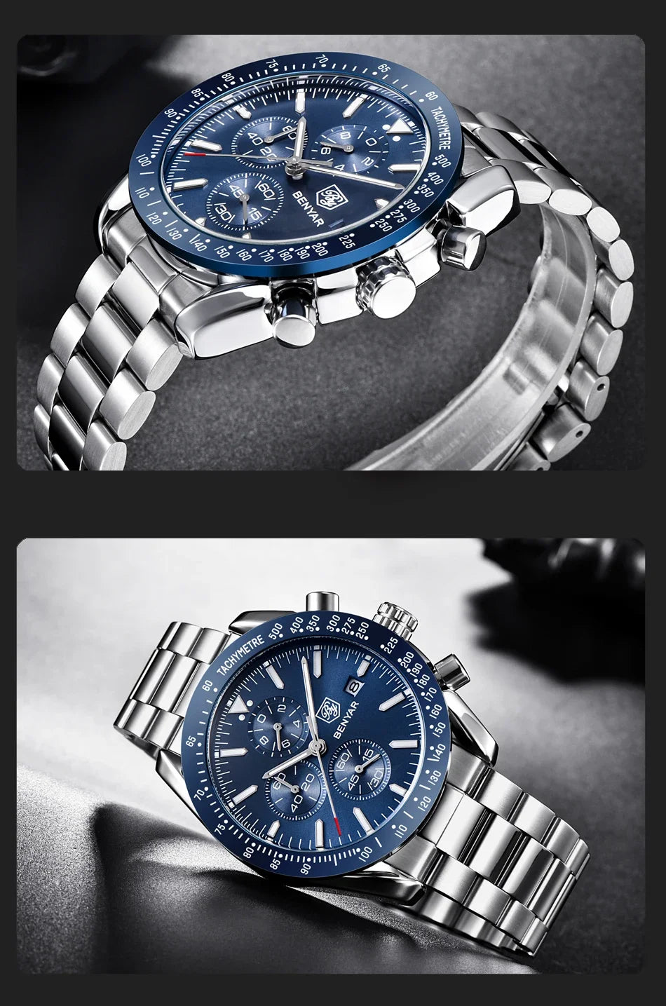 Men Watch BENYAR Top Brand Luxury Full Steel Business Quartz Watch Men Casual Waterproof Sports Watches Clock Relogio Masculino