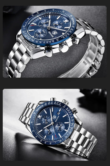 Men Watch BENYAR Top Brand Luxury Full Steel Business Quartz Watch Men Casual Waterproof Sports Watches Clock Relogio Masculino