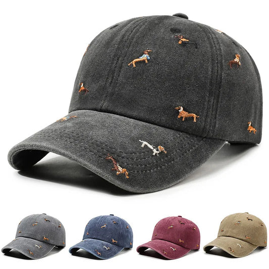New puppy retro spring and autumn fashion washed Auteng soft top baseball cap, street worn new duckbill hat with embroidery