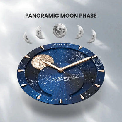 AGELOCER Original Astronomer Watch Men's Business Luxury Gold Watch Automatic Mechanical Moon Phase Watch Birthday Gift for Men
