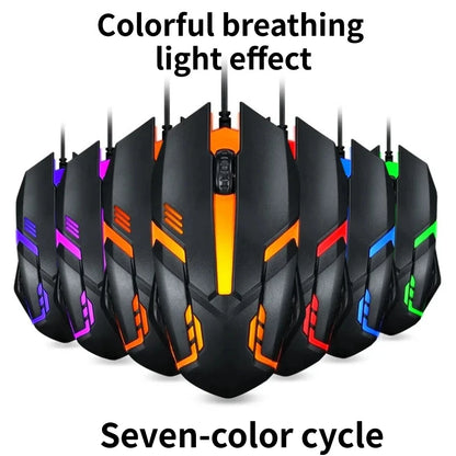 USB Wired Mouse Colorful LED Gaming Mouse 1200 DPI Wired Mice Optical Wired Gamer Mouse for Desktop Laptop PC Computer