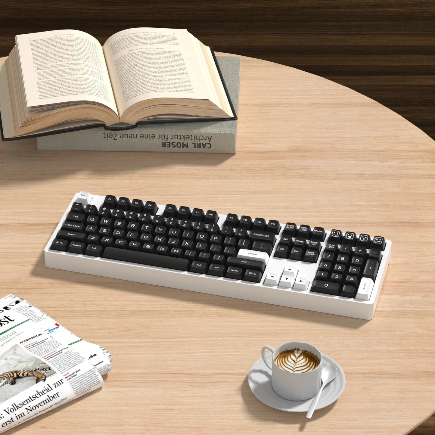 KBDiy 161 Keys/Set PBT SA Profile GMK Keycaps for Mechanical Keyboard Black And White Double Shot Keycap Custom ISO for K500