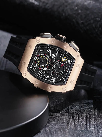 TSAR BOMBA Neue TB8204 Uhr für Herren, Japanisches Quarz-Chronographenwerk, 50M wasserdichte Armbanduhr, modische Sportuhr, luxuriöses Geschenk für Herren