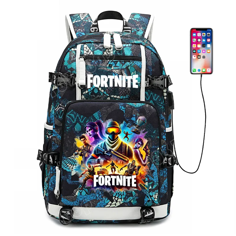 Fortnite Game Print Student Backpack Boys Girls Large Capacity School Bag Waterproof Lightweight Durable Bookbag Birthday Gift