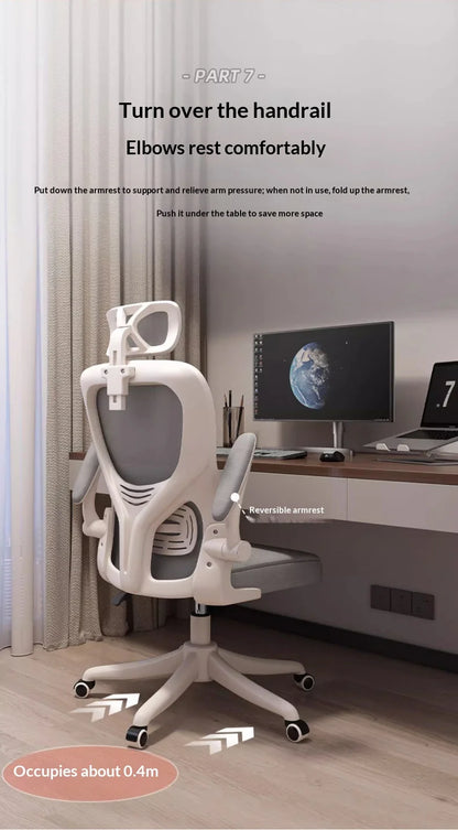 Ergonomic Office Chair Adjustable Lumbar Support Mesh High Back Swivel Computer Gaming Chair Reclining Armrest White Black