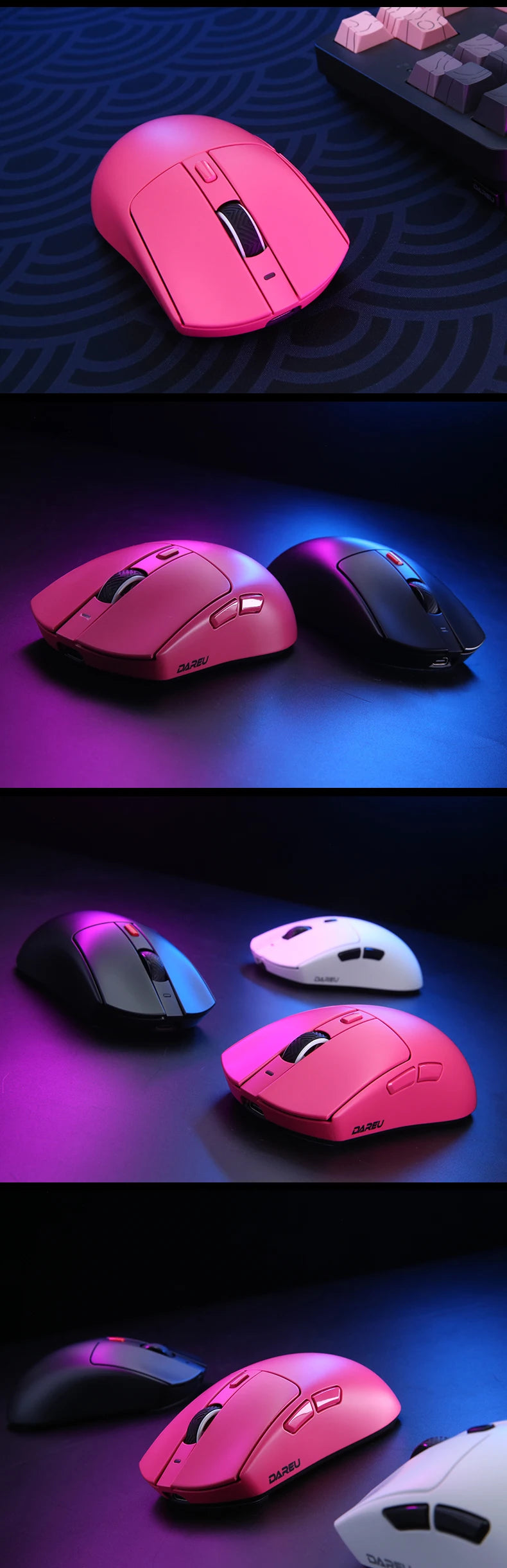 DAREU Kabellose Gaming-Maus 8khz Abtastrate AIM-750 (3950) 30000 DPI Tri-Mode-Gamer-Maus 60g mit Ladestation