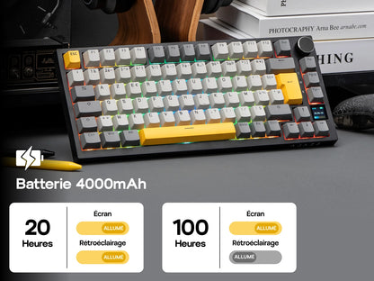 ISO-FR Layout EPOMAKER X AJAZZ AK820 PRO 75% AZERTY French Hot-Swap Wired/BT/2.4GHz Wireless Mechanical Keyboard for Win/Mac/PC
