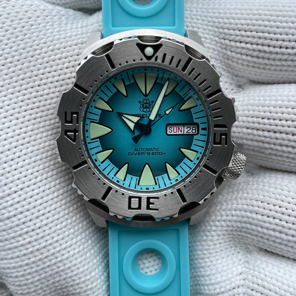 STEELDIVE SD1984 Monster Steel Strap Mechanical Watch NH36 Movt Sapphire Crystal 200M Waterproof Swiss Super Luminous Wristwatch