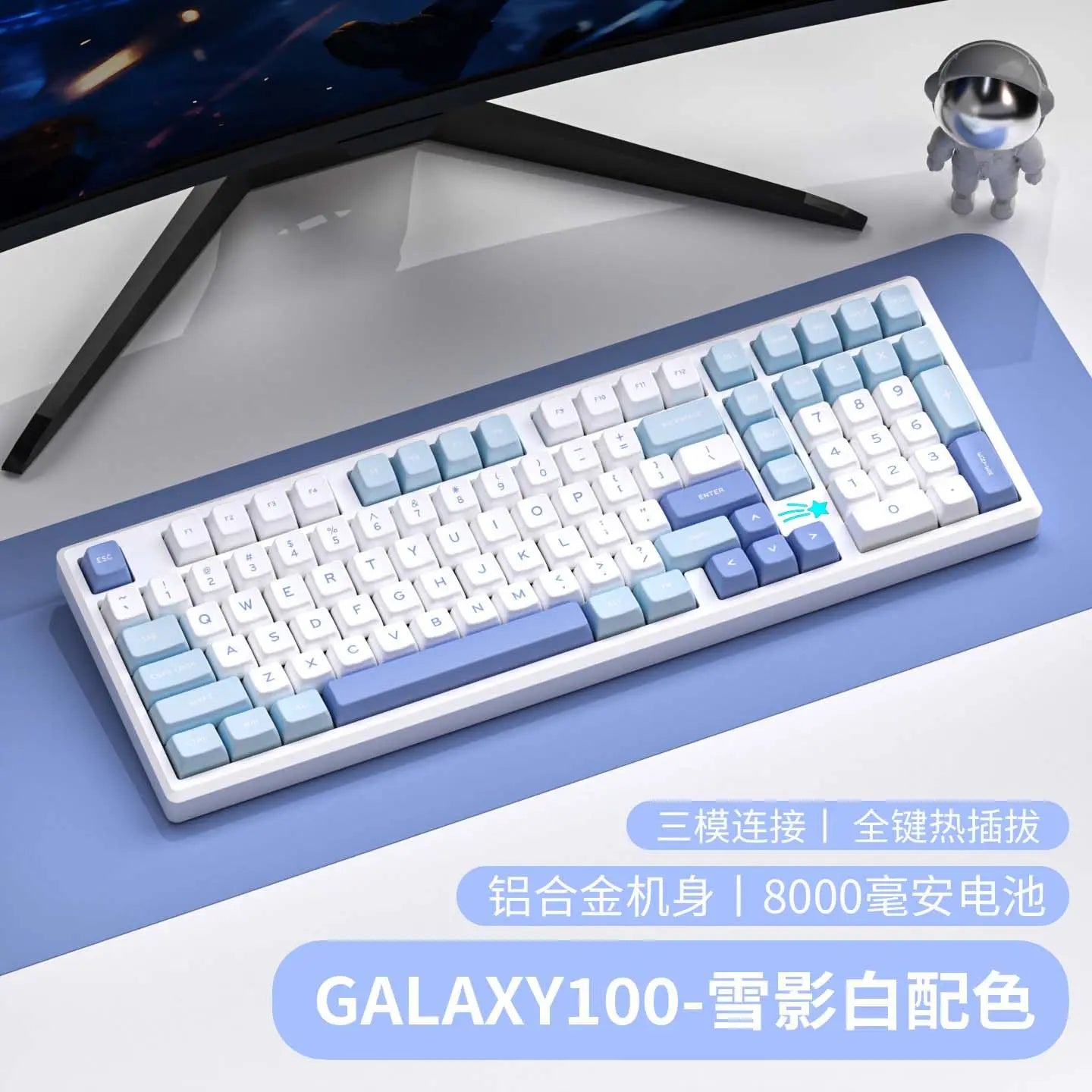 VTER Galaxy100 Full Aluminum Mechanical Keyboard Tri-mode Bluetooth 2.4G Gasket Mount Hot-Swap RGB Gaming Keyboard for PC Mac