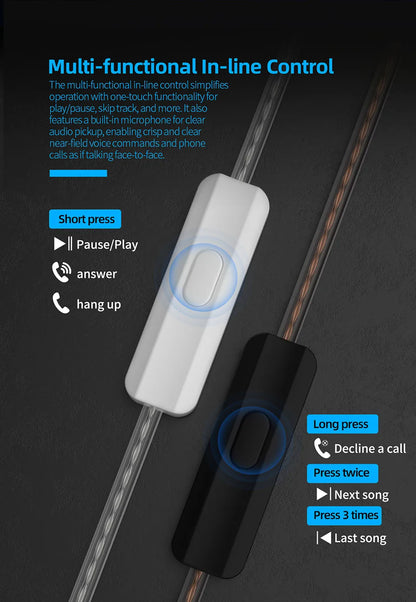 KZ EDC Pro Wired In-Ear Earphones with Large Dynamic Drivers, HiFi Monitor Bass Earphones, Detachable Cable, Noise Isolating Wired Headphones with Microphone