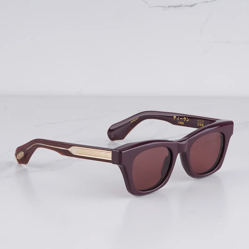 DEALAN Decade Collection Men's Classical Tortoise Gold Sunglasses Vintage Craft Cat Eye Thick Acetate Solar Glasses UV400