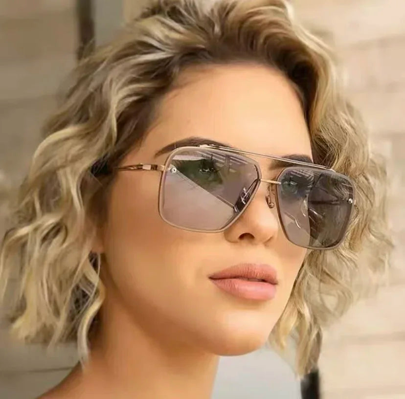 New Metal Square Gradient Sunglasses Fashionable Men Women Luxury Sunglasses Outdoor Sports Driving Fishing Goggles UV400