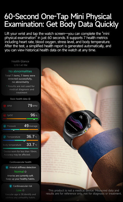 2026New AI-Diagnosis Care Smartwatch ECG+PPG Accurate Uric Acid Blood Pressure Body Fat Five organ Fitness Waterproof Smartwatch