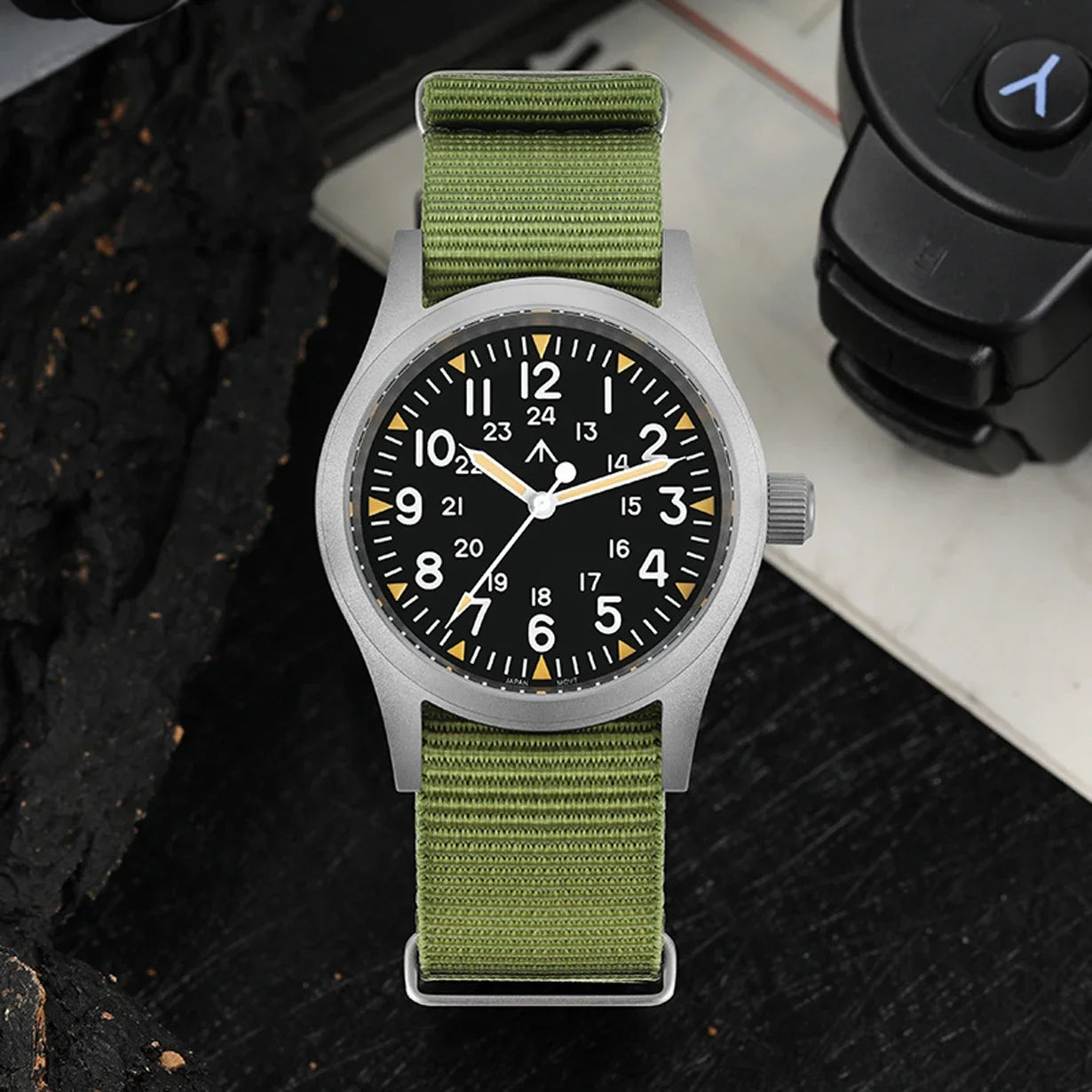 Militado ML05 38mm Military Watch Miyota 2035 Movement Domed Sapphire Crystal C3 Green Luminous 10Bar Waterproof Vintage Watches