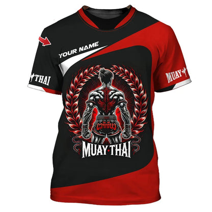 Cool ny Muay Thai-grafisk T-shirt til mænd, 3D-print med tiger- og dragemotiv, personlighed, tilpasset navn, T-shirt til sommer, træning og fitness