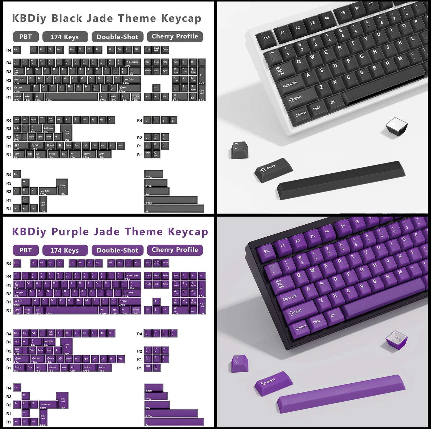 KBDiy 174 Keys/Set PBT GMK Apollo Keycap Double Shot Minimalist ISO Cherry Profile for Game Mechanical Keyboard Keycaps for MX