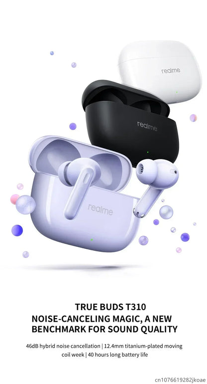realme Buds T310 Earealme Buds T310 Wireless Earbuds Bluetooth 5.4 – 46dB Active Noise Cancelling HiFi Earphones with Deep Bass & Long Battery Liferphones 46dB Active Noise Cancelling HiFi Wireless Headphones Bluetooth 5.4 Game Music Headset Long Standby