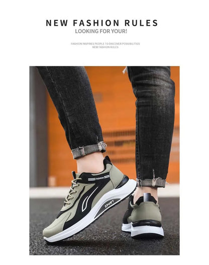 Pantofi sport casual pentru bărbați, stil coreean modern, cu șireturi, confortabili și respirabili, cu talpă groasă, pentru alergare