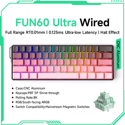 Akko MonsGeek FUN60 mechanische Tastatur mit Magnetschaltern, 60% Gaming-Tastatur, Rapid Trigger 0.01mm, 8K ARGB, HE/TMR Custom-Tastatur