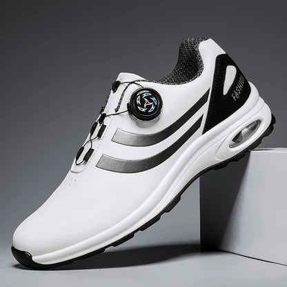 Golf Shoes Air Cushion Men Sports Running Driving Shoes Breathable Lightweight Comfortable Athletic Nonskid Rotating Sneakers