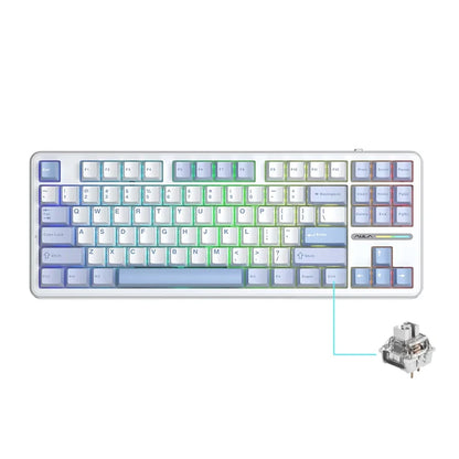 Teclado mecánico AULA F87 Pro 2.4g/USB/Bluetooth inalámbrico trimodo de 87 teclas, RGB, PBT, gasket, 5 capas de amortiguación, teclas completas sin impacto