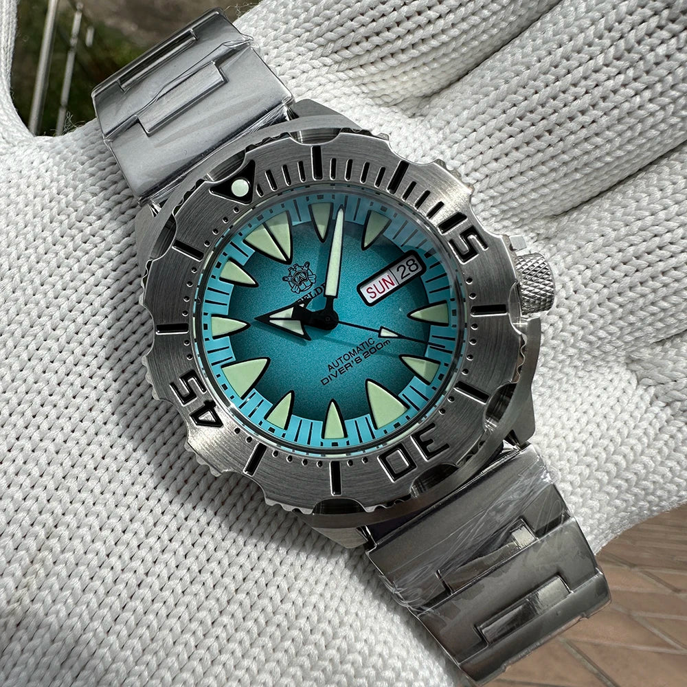 STEELDIVE SD1984 Monster Steel Strap Mechanical Watch NH36 Movt Sapphire Crystal 200M Waterproof Swiss Super Luminous Wristwatch