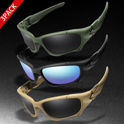 3-PACK Trendy Outdoor Tactics Sports Sunglasses Men and Women Cycling Glasses Driving Camping Travel Colorful Goggles
