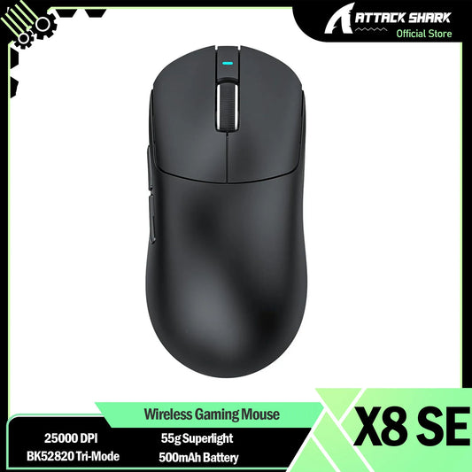ATTACK SHARK X8 SE Superlight Wireless Gaming Mouse 55g, Tri-Mode Gaming Mouse, 25000 DPI, PAW3311 Sensor, Programmable RGB Gaming Mouse