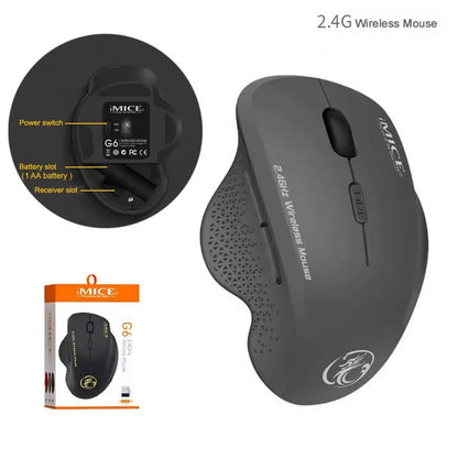 Gaming ABS Wireless Mouse Ergonomic Computer IMICE Mouse 2.4Ghz Gamer PC Optical Mouse With USB Receiver 1600 DPI For Laptop PC