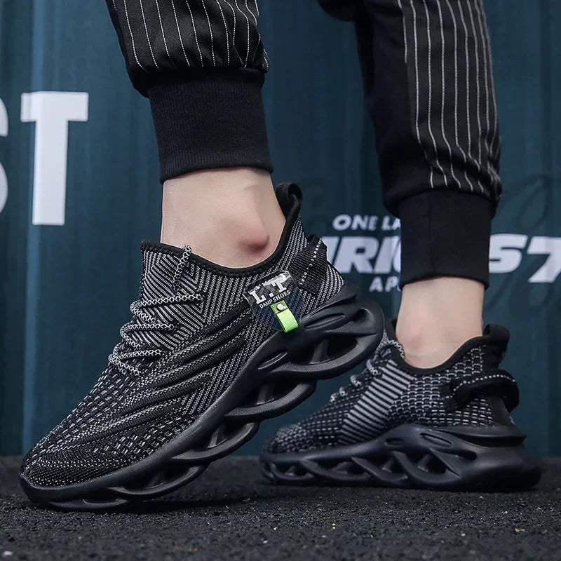 YRZL Men's Sport Shoes Breathable Lightweight Sneakers Outdoor Mesh Black Running Shoes Athletic Jogging Tennis Walking Shoes