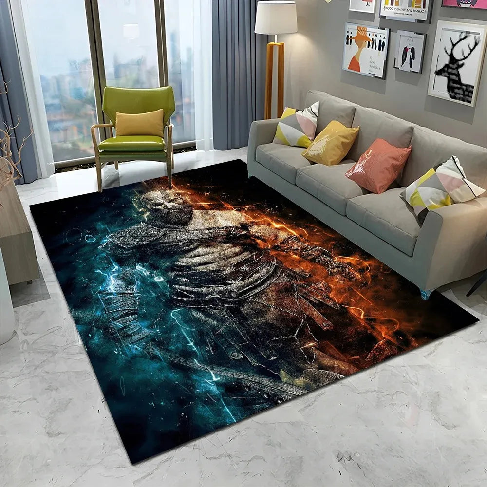 3D God of War Games Carpet Home Living Room Bedroom Sofa Doormat Decor Kids Play Area Rug Non-slip Mechanical Washable Floor Mat