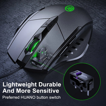 USB Wired Mouse, 7200 DPI Corded Computer Mouse with 6-Button Cord Ergonomic Mice, Office and Game Mouse for Laptop PC Desktop