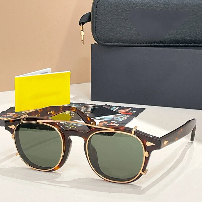 Acetate Round Classical Sunglasses for Men and Women High Quality Brand Designer UV400 Outdoor Luxury Retro Eyeglasses
