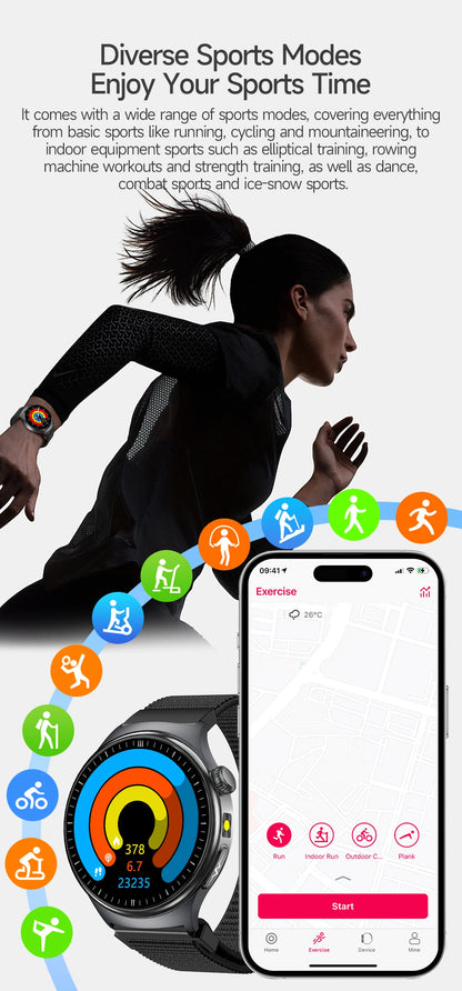 2026New AI-Diagnosis Care Smartwatch ECG+PPG Accurate Uric Acid Blood Pressure Body Fat Five organ Fitness Waterproof Smartwatch