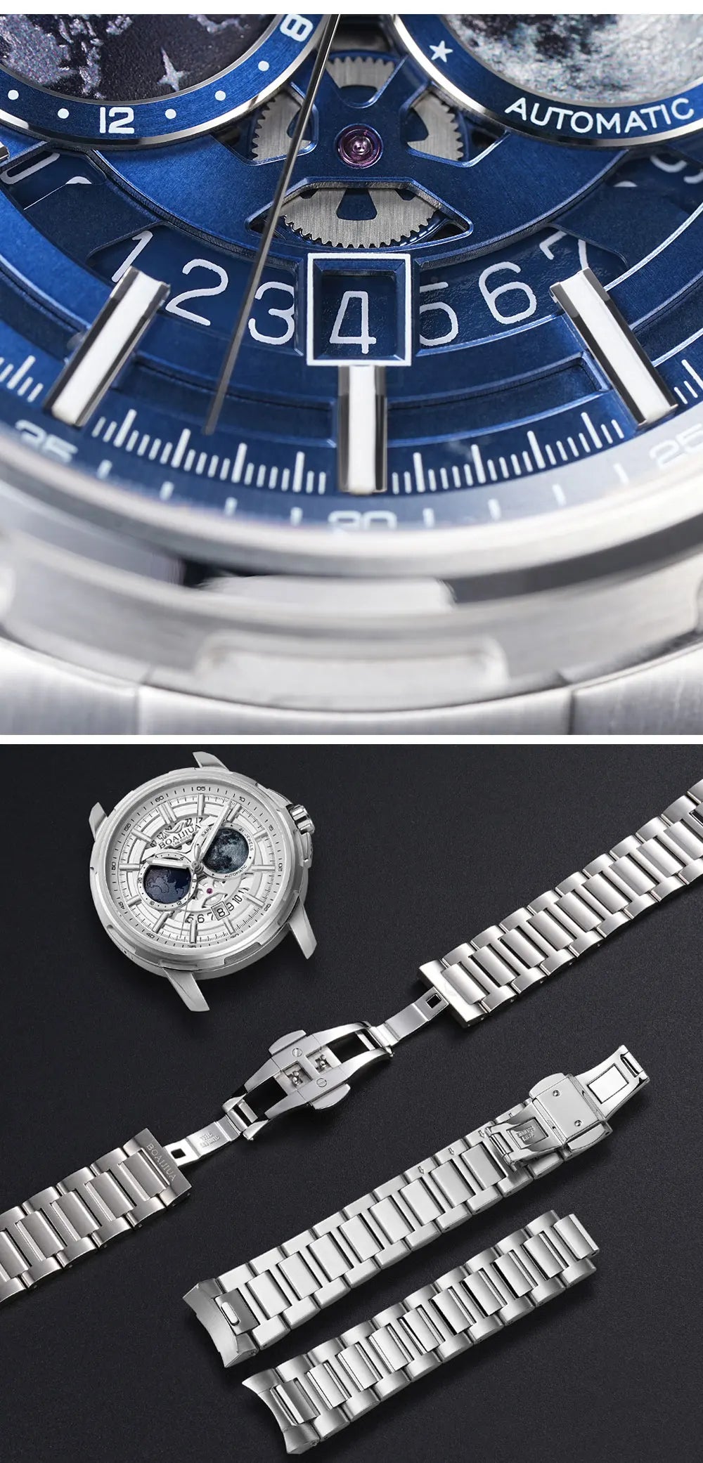 BORIAGE(BOAIJIUA) Automatic Mechanical Watch Creative Starry Sky Watch Water Resistant  Mechanical Watches Birthday Gift for Men