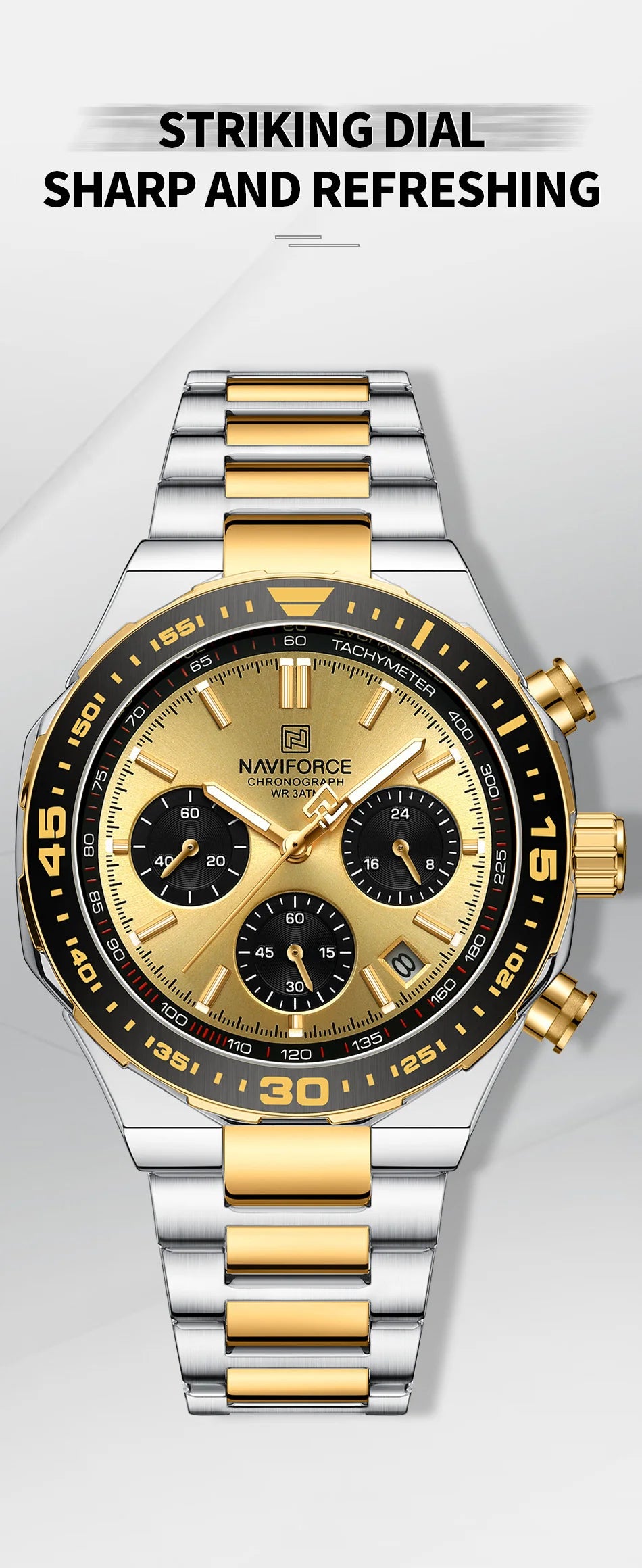 NAVIFORCE Men's Watches Quartz Fashion Business Classic Water Resistant Stainless Steel Strap WristWatch New Male Clock in 2024