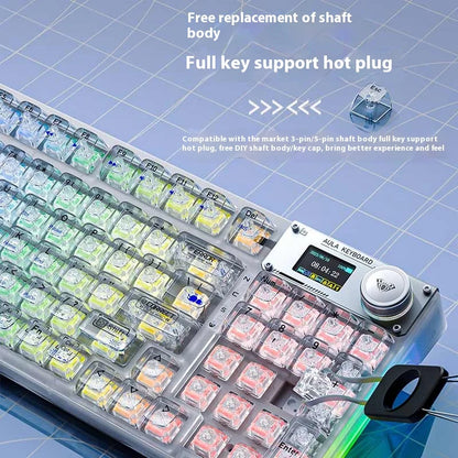 AULA F98PRO Wireless Mechanical Keyboard Transparent Keycaps RGB Backlit Custom 2.4G Hot Swappable Gaming Keyboard With Screem