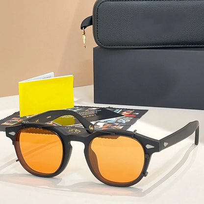 Acetate Round Classical Sunglasses for Men and Women High Quality Brand Designer UV400 Outdoor Luxury Retro Eyeglasses