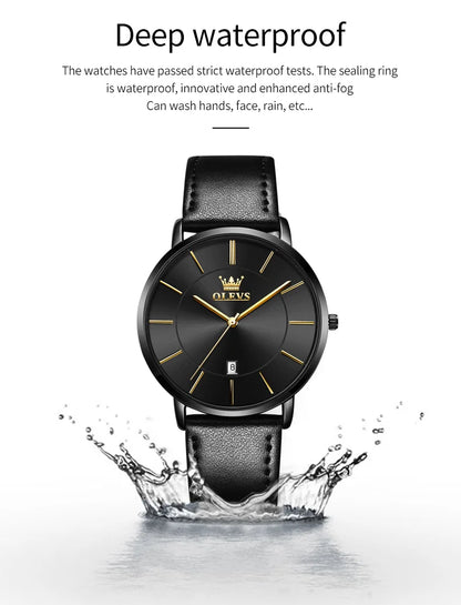 OLEVS 5869 Men's Watch Japan Quartz Movement Thin Case Fashion Waterproof Watch For Men Calendar Simple Original Male Wristwatch
