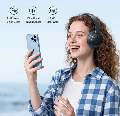Baseus BH1 Lite Bluetooth 6.0 Wireless Headphones with Super Bass, ENC Clear Calls, 80H Playtime, Over Ear Headset for Gaming & Music