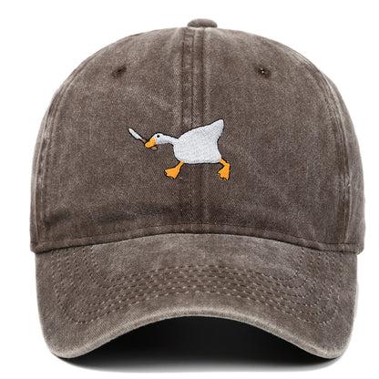 Embroidered baseball cap with goose pattern for men and women, casual and fashionable city style duckbill cap