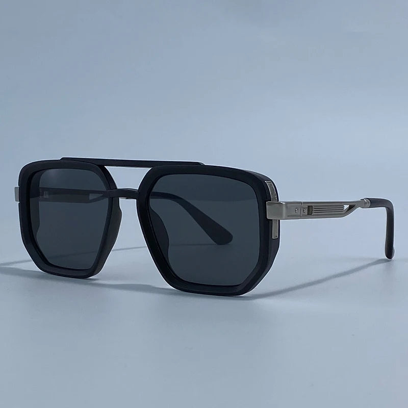 Polarized Square Sunglasses Men 2026 Luxury Vintage Double Bridge Gradient Lens Driving Shades Retro Flat Top Sun Glasses Male