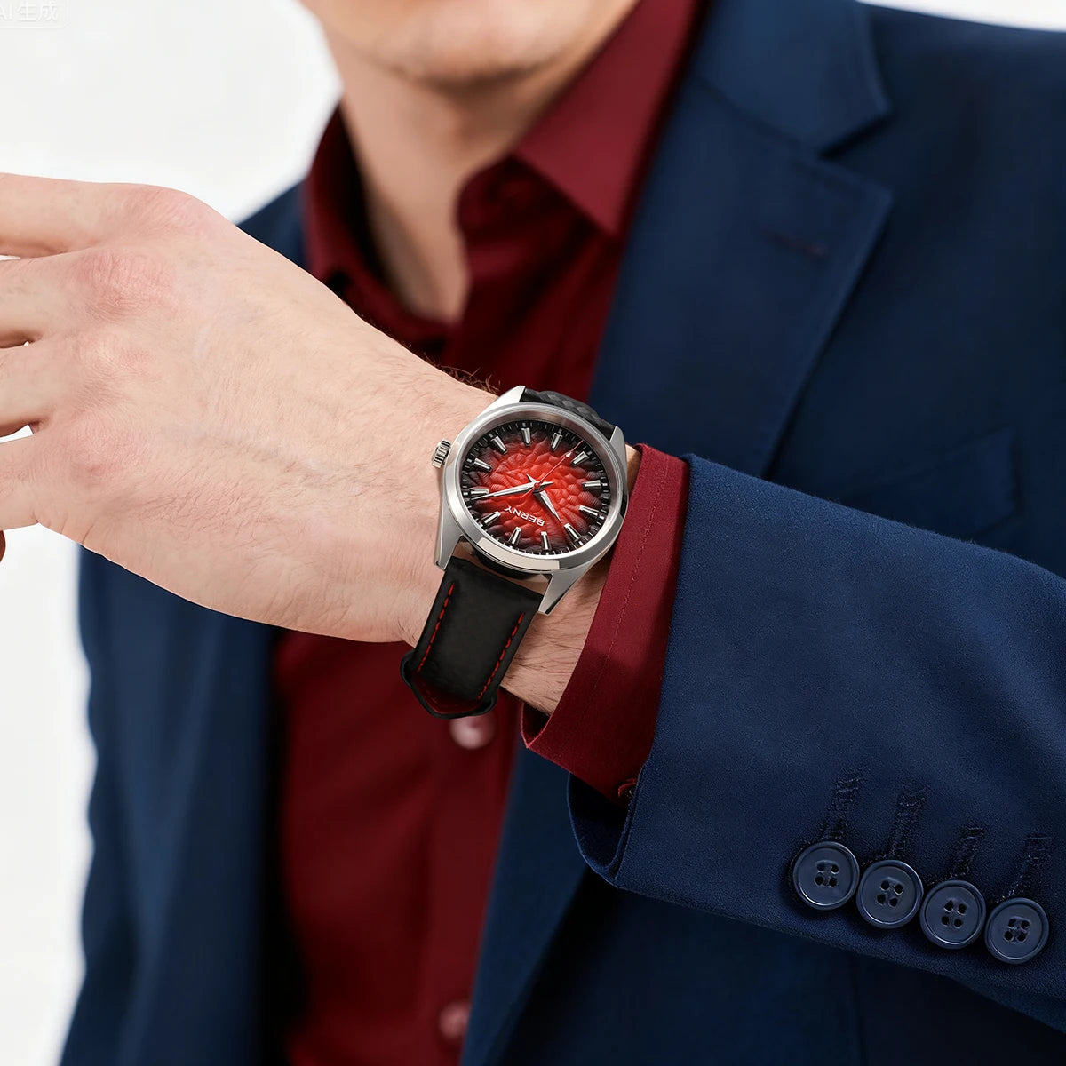 Montre pour homme BERNY – Montre à quartz élégante et classique, étanche à 10 ATM, dotée d'un verre saphir et d'aiguilles luminescentes, idéale pour une tenue habillée ou professionnelle, avec bracelet en cuir.