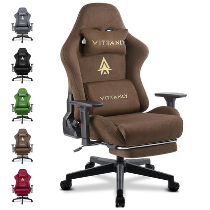 HAPIHAPPY Fashion Gaming Chair Genuine Leather Computer Office Chair with Footrest, Pocket Spring Cushion, Linkage Armrests, Ergonomic Game Chair