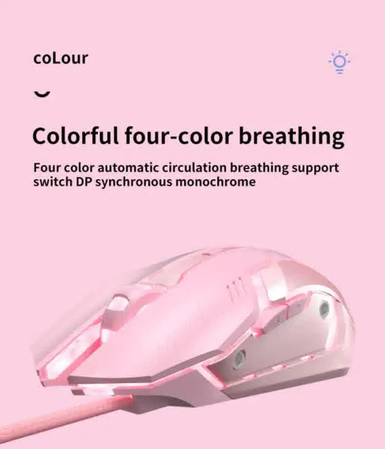 Carpbaba G3 Wired Gaming Mouse Silent Click Pink Mechanical Gaming Mouse for PC, Laptop, MacBook, Office & Esports