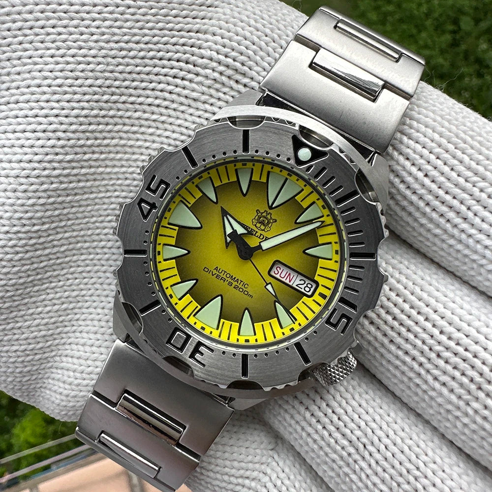 STEELDIVE SD1984 Monster Steel Strap Mechanical Watch NH36 Movt Sapphire Crystal 200M Waterproof Swiss Super Luminous Wristwatch