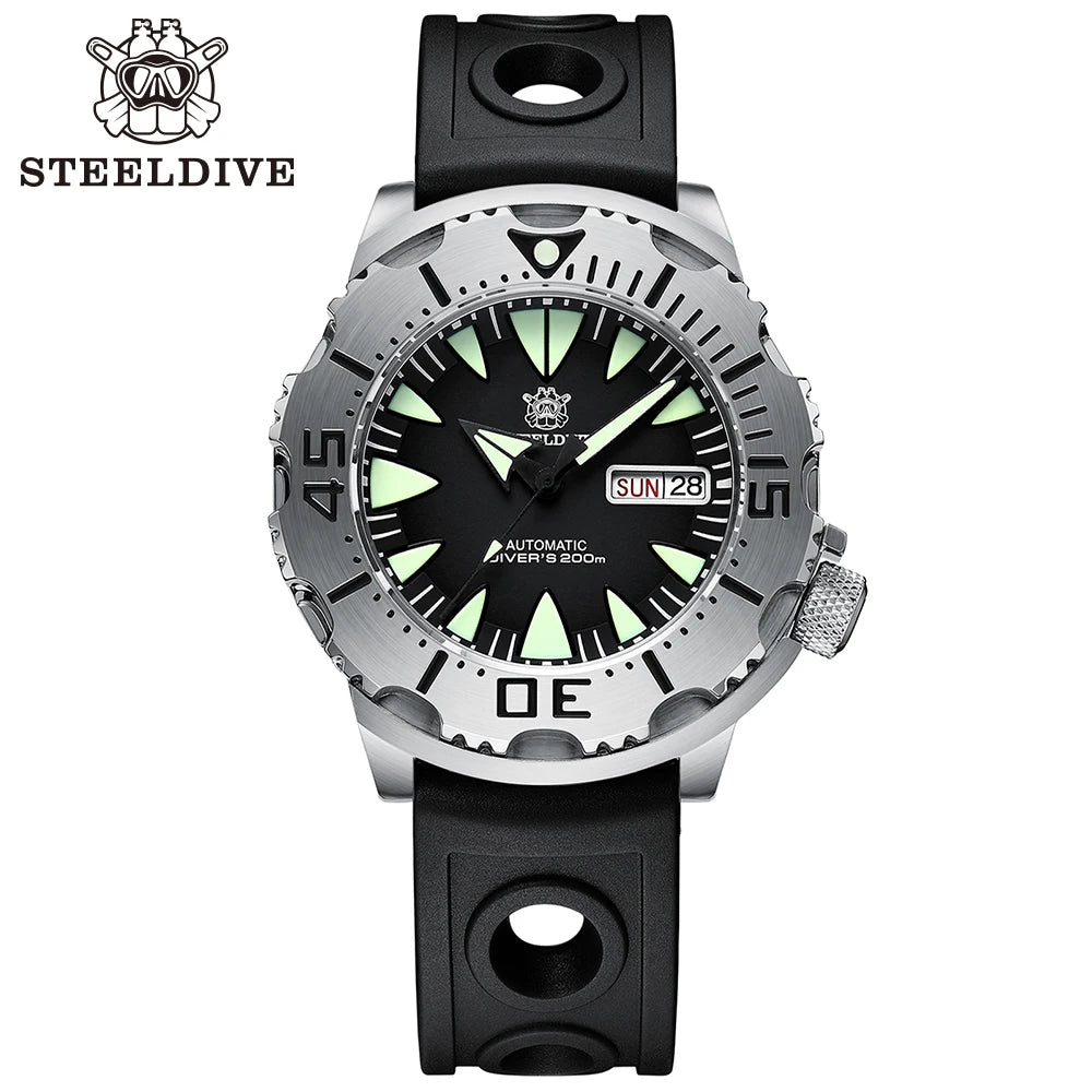 STEELDIVE SD1984 Monster Steel Strap Mechanical Watch NH36 Movt Sapphire Crystal 200M Waterproof Swiss Super Luminous Wristwatch