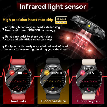 2026New AI-Diagnosis Care Smartwatch ECG+PPG Accurate Uric Acid Blood Pressure Body Fat Five organ Fitness Waterproof Smartwatch